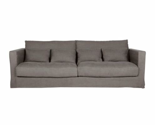 Découvrez le confort de ce canapé gris trois places doté d'un dossier et d'accoudoirs rembourrés, sur fond blanc épuré. Une véritable touche d'élégance parisienne pour votre espace de vie. Canape Paris by Atelier Bis