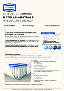 Découvrez le matelas Simmons "Spécial Dos Sensible", où la qualité rencontre l'excellence. Adapté aux dos sensibles, son soutien supérieur assure le confort. Recommandé avec notre sommier premium. Vivez le luxe à Paris à un prix imbattable. Canape Paris by Atelier Bis