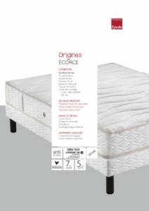 Image promotionnelle d'un matelas blanc et gris avec un texte mettant en avant ses caractéristiques et certifications, parfait pour tout décor parisien. Idéal pour accompagner un canapé élégant, ce matelas offre un confort exceptionnel sans compromis sur la qualité ou le prix. Canape Paris by Atelier Bis