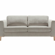 Le canapé deux places gris avec pieds en bois, doté de coussins et d'accoudoirs moelleux, offre une qualité exquise à un prix imbattable, sur fond blanc. Canape Paris by Atelier Bis