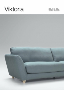 Canapé en tissu bleu sur fond gris clair, siglé "Viktoria" avec un logo "sits" dans l'angle. Ce canapé élégant respire le charme parisien et promet une qualité inégalée. Canape Paris by Atelier Bis