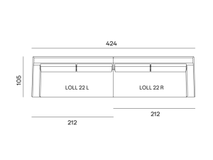 configurazione-04@2x Schéma d'un canapé de style parisien aux dimensions : largeur 484, hauteur 106, et deux sections de 212 de long chacune, alliant à la fois qualité et élégance. Canape Paris by Atelier Bis