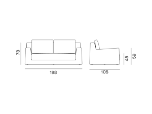 loll-10@2x Découvrez la silhouette élégante d'un canapé aux dimensions : 198x78 vue de face, 105x59 vue de côté. Découvrez sa qualité inégalée dans notre salle d'exposition, où le style rencontre le confort. Canape Paris by Atelier Bis