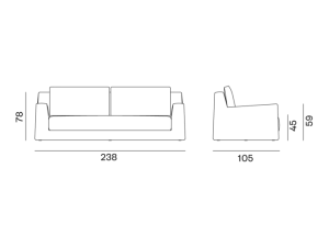 loll-12@2x Découvrez la silhouette élégante de notre canapé, mesurant 286 cm de longueur, 78 cm de hauteur et 105 cm de profondeur, avec une hauteur d'assise confortable de 74,5 cm. Parfait pour tout showroom cherchant à mettre en valeur le style et la sophistication. Canape Paris by Atelier Bis