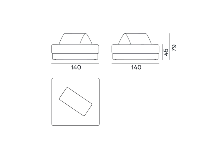 loll-29@2x-1 Illustration représentant les silhouettes de deux lits aux dimensions étiquetées 140x190 cm et d'une hauteur de 45 cm, mettant en valeur un savoir-faire de qualité. Canape Paris by Atelier Bis