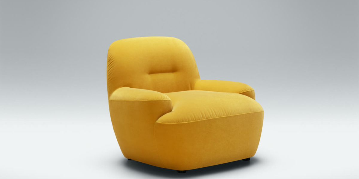 61cedebfd9b0770d6d176987_9_UMA_studio_armchair_classic_velvet_16_yellow_2 Fauteuil Uma en velours marron avec un plaid jaune Le fauteuil en velours marron est rehaussé par un plaid jaune, parfait pour un coin lecture confortable dans le salon lumineux.