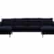 Canapé bleu foncé en forme de L avec une chaise longue à gauche, présentant une qualité exceptionnelle sur fond blanc. Canape Paris by Atelier Bis
